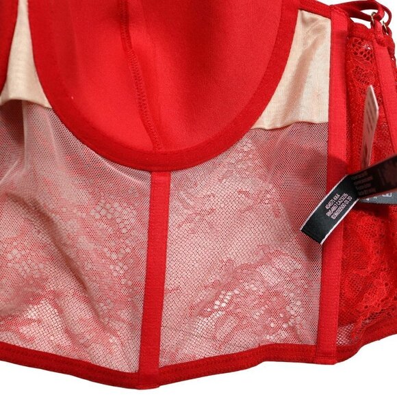 Victoria's Secret Bustier Size 32D Red Very Sexy Lace Underwire NEW - Picture 7 of 11